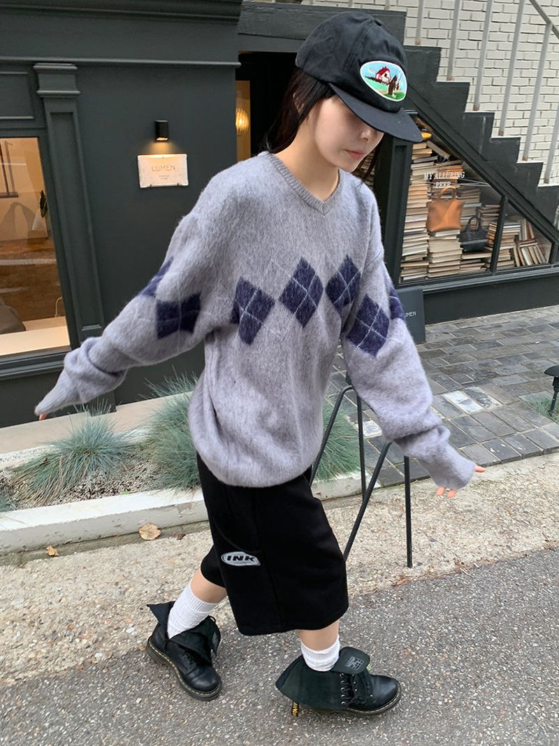 BRUSH ARGYLE KNIT (3C)
