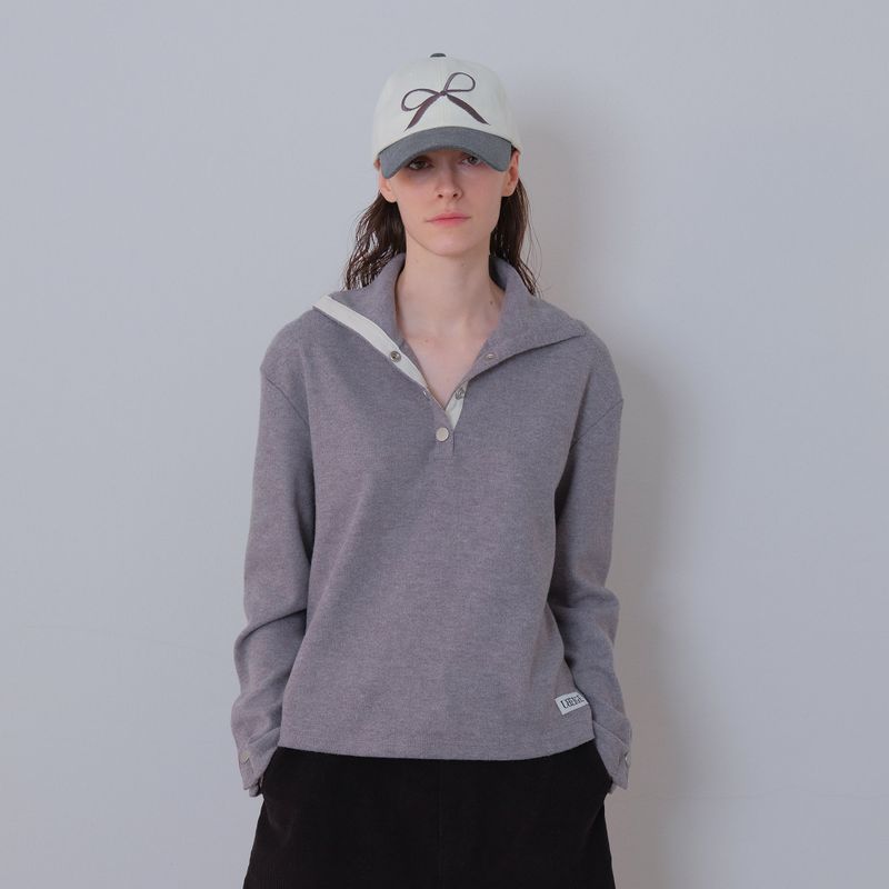 Melange Snap Knit Polar Tee