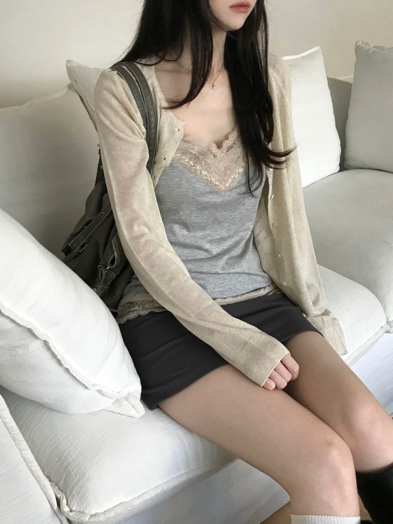 Slash linen round cardigan (4 colors)