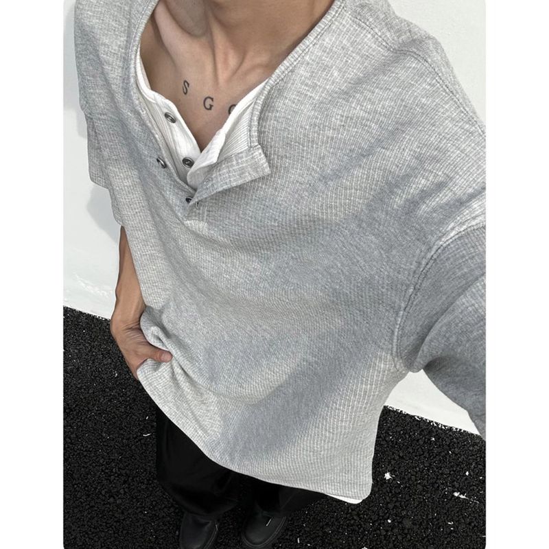COZINESS（コジネス）の「Ford Oversized-Fit Henley neck Layered Short-Sleeved (900211324629/2 colors)（Tops）」