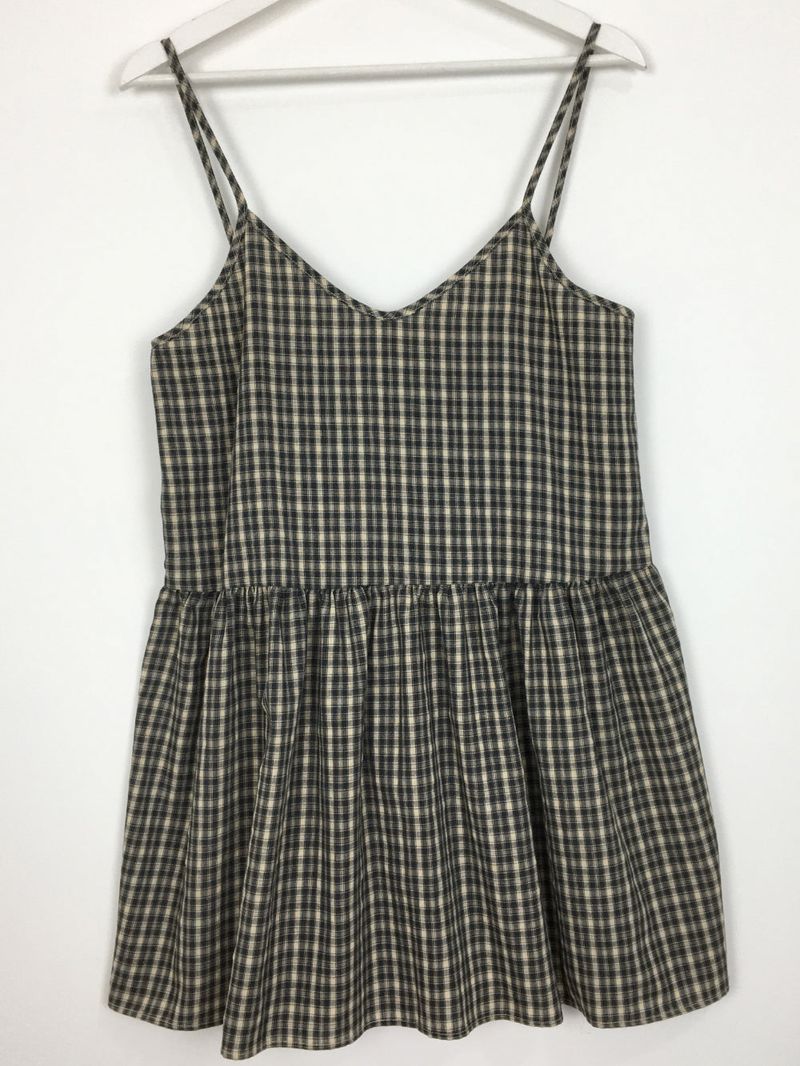 Plaid back strap one piece (2color)