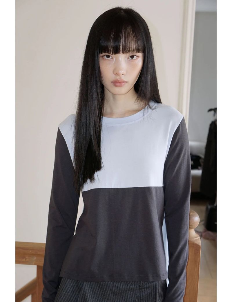 BACK RIBBON T-SHIRT(CHARCOAL BLUE)