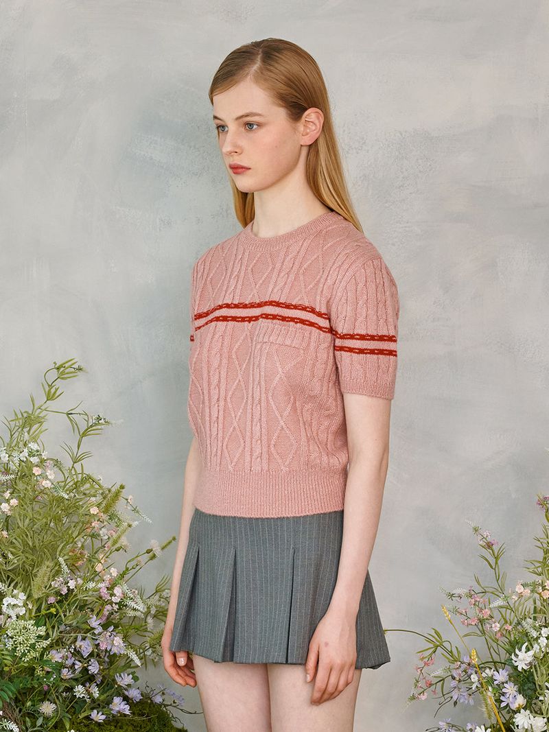 Color Line Twisted Knit (Pink)