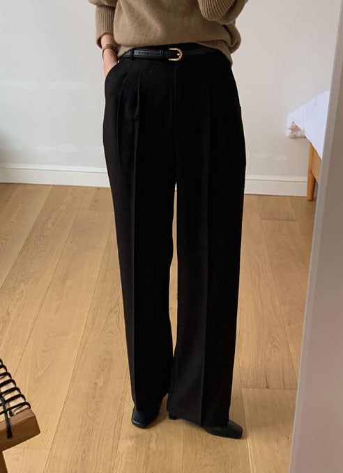 luch wool pintuck wide slacks