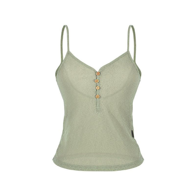 ANOTHERA(アナザーエー)の「SEETHROUGH BUTTON SLEEVELESS_Khaki(Tops)」