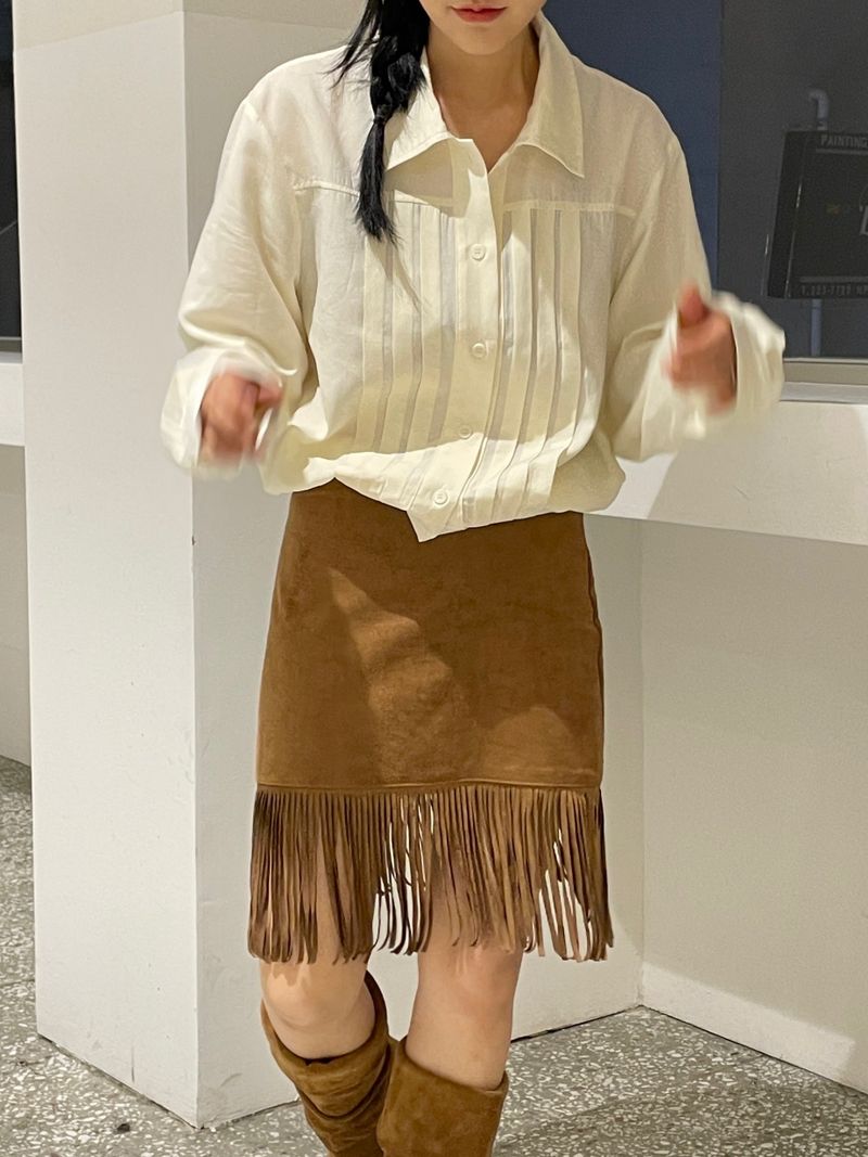 Lumiere string pintuck blouse