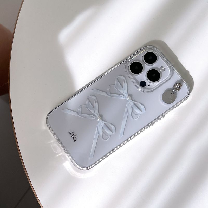 White pearl ribbon jelly hard case (clear)