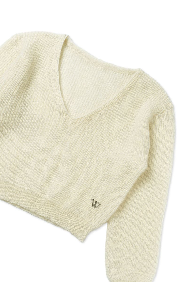 Mohair v-neck knit_ivory