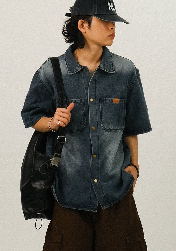 SEMIKAJI（セミカジ）の「MEN オーバーフィット ウエスタンデニムシャツ（トップス）」
