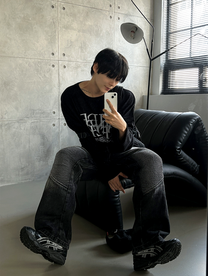 dope lettering knit long-sleeved
