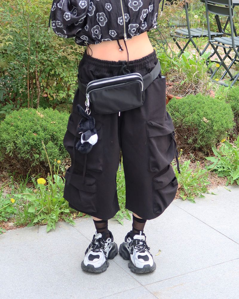 [UNISEX] バミューダカーゴワイドパンツ