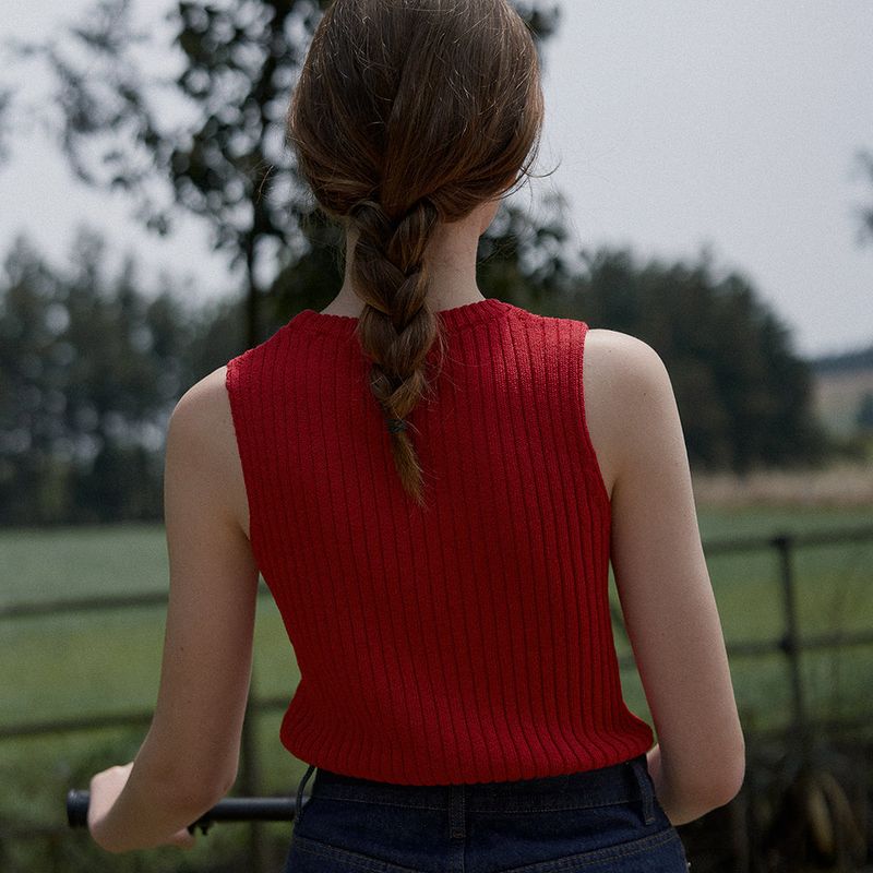 Linen ribbed sleeveless