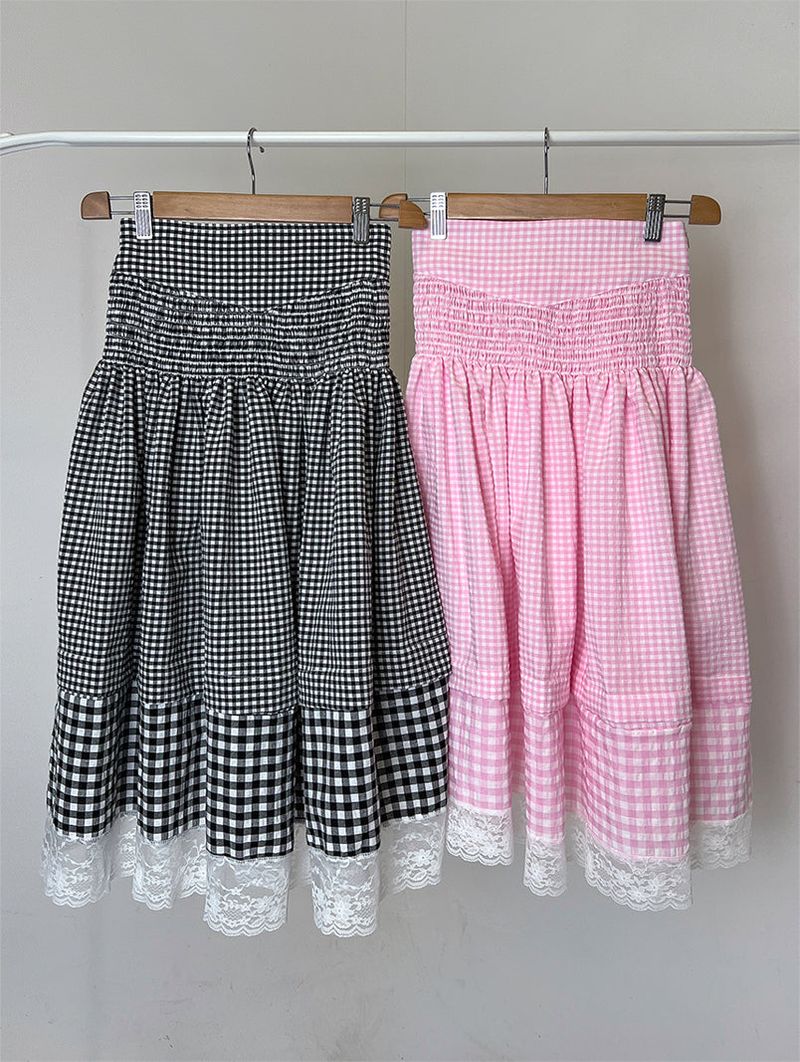 SMOKE BANDING CHECK SKIRT (2C)