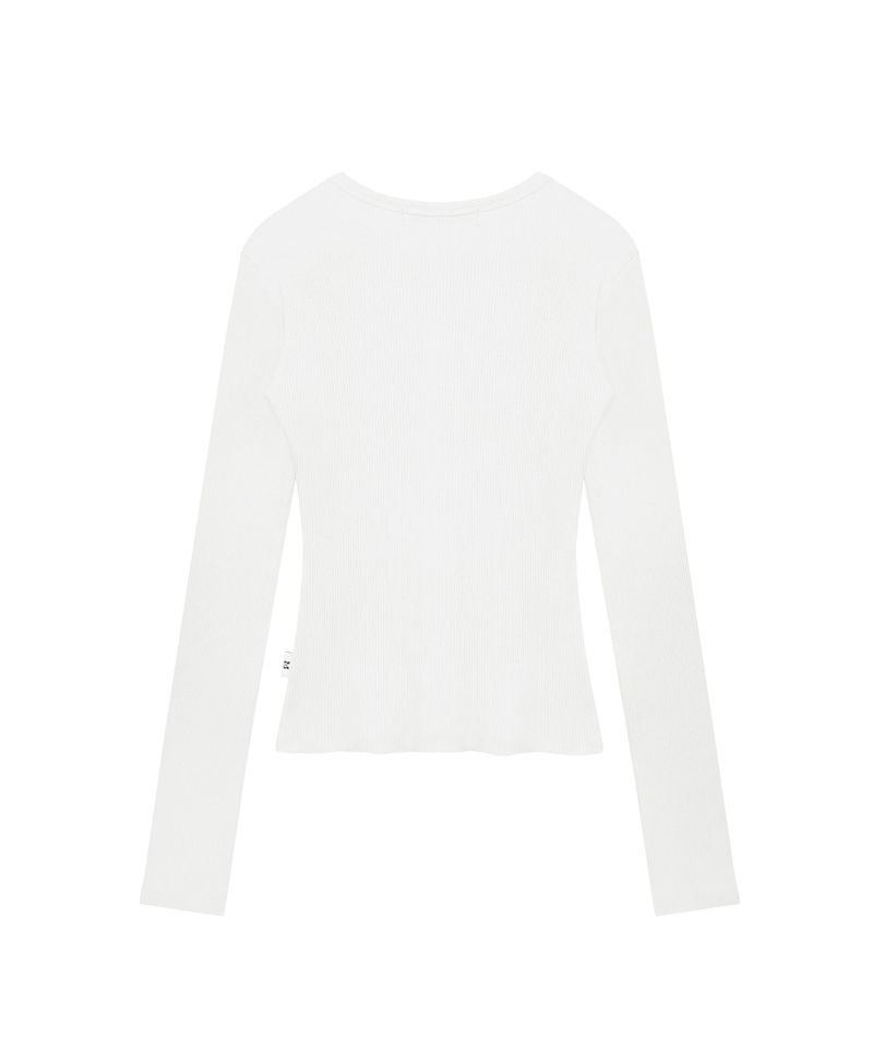 BUTTON RIBBED CARDIGAN DUSTY WHITE