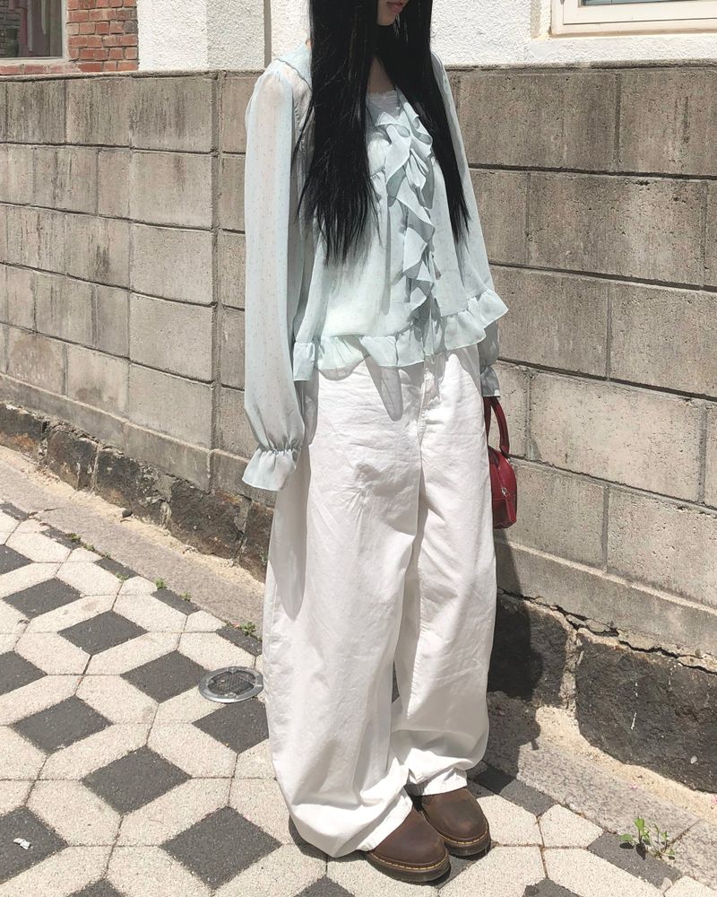 Mauve Frill Sheer Blouse