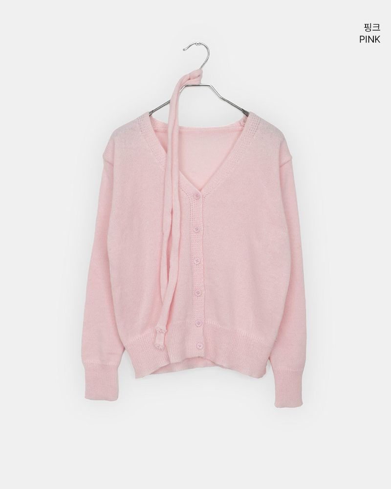 Noda Side-Button V-Neck Knit Button Cardigan