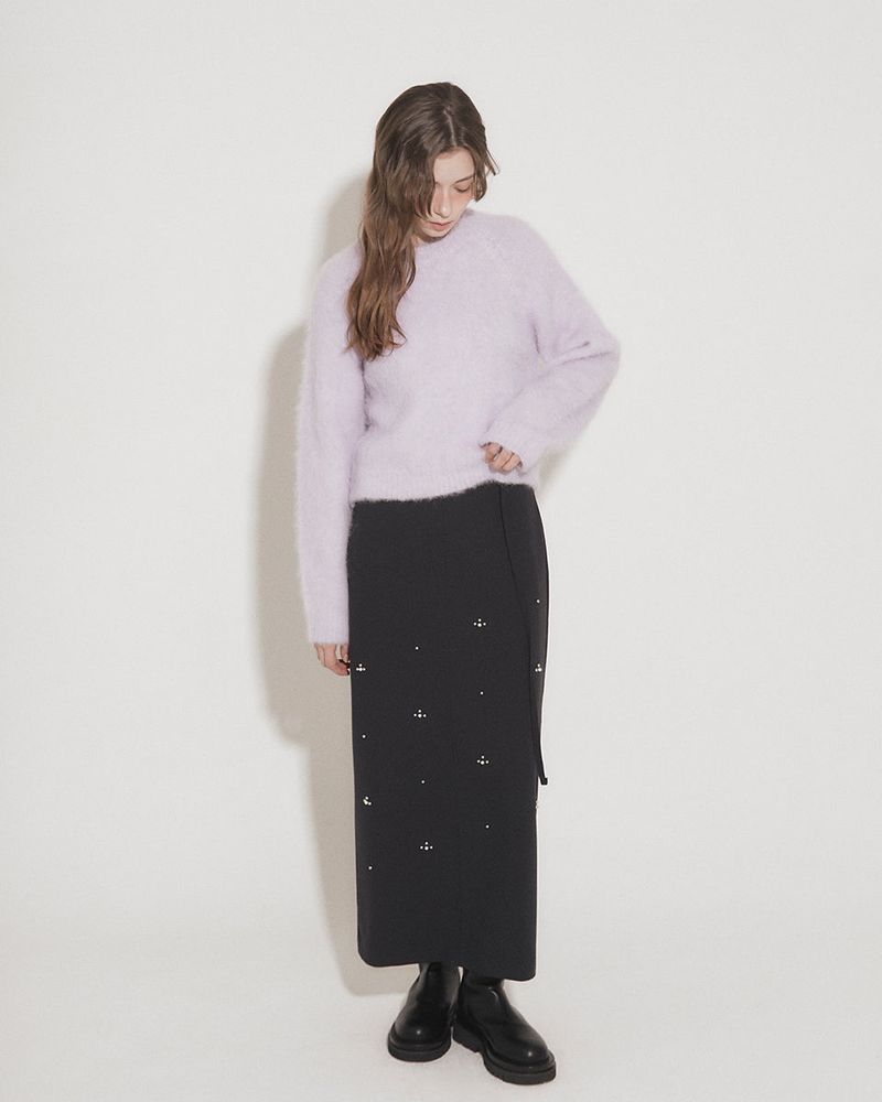STUDS MAXI SKIRT [NAVY]