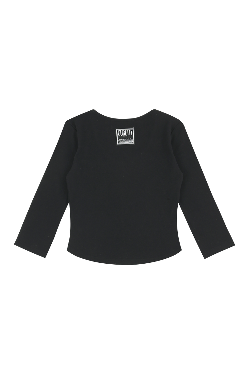 C 90S LINE V-NECK T-SHIRT_BLACK