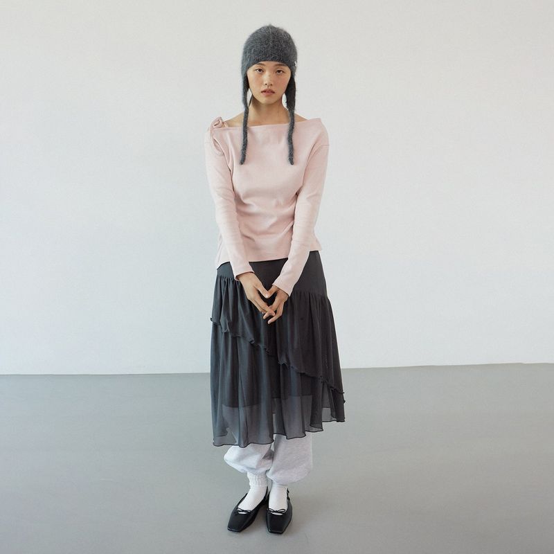 adit（アディット）の「メッシュフリルスカート_ダークグレー（スカート）」