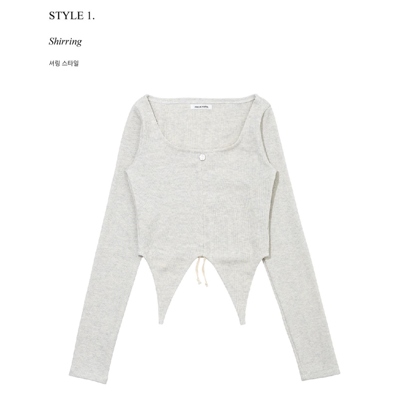 LILY SHIRRING STRING TOP_OATMEL