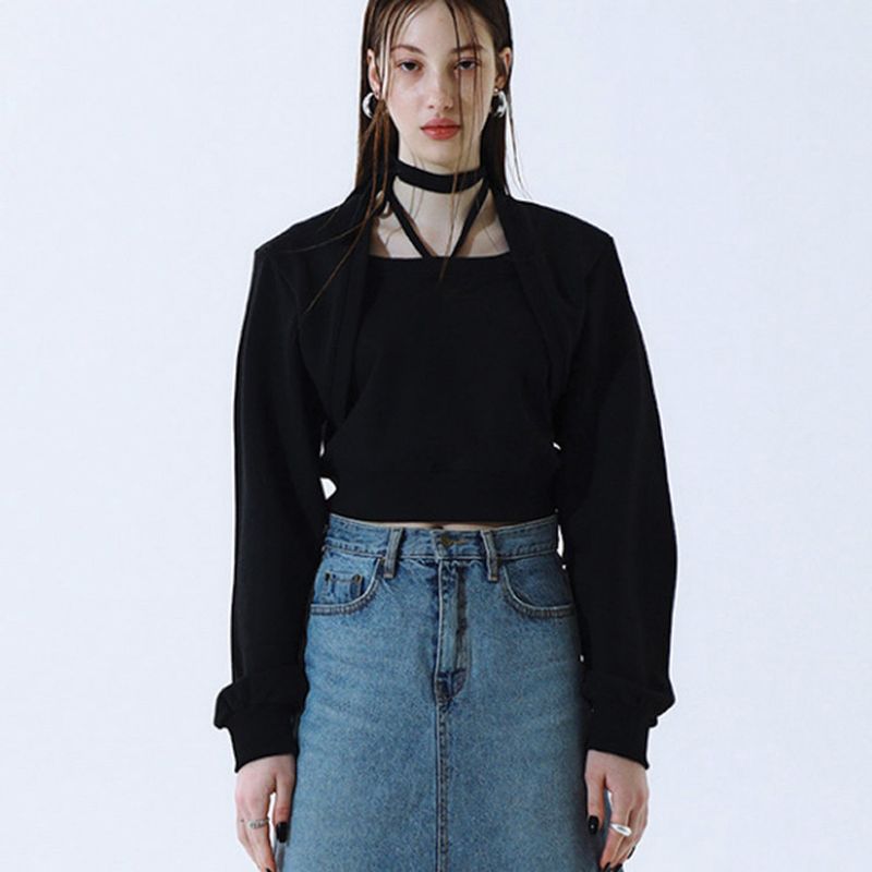 Bolero Layered Sweat_Black