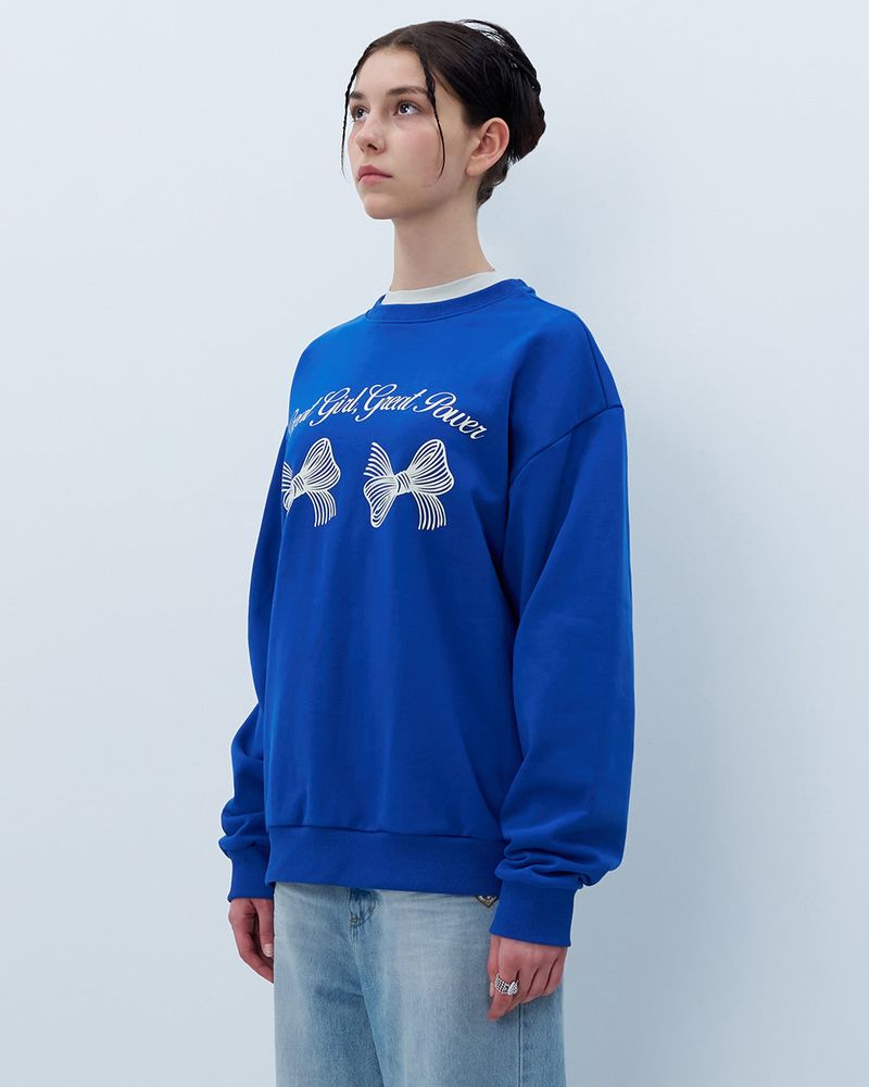 TWIN RIBBON SWEATSHIRT-BLUE