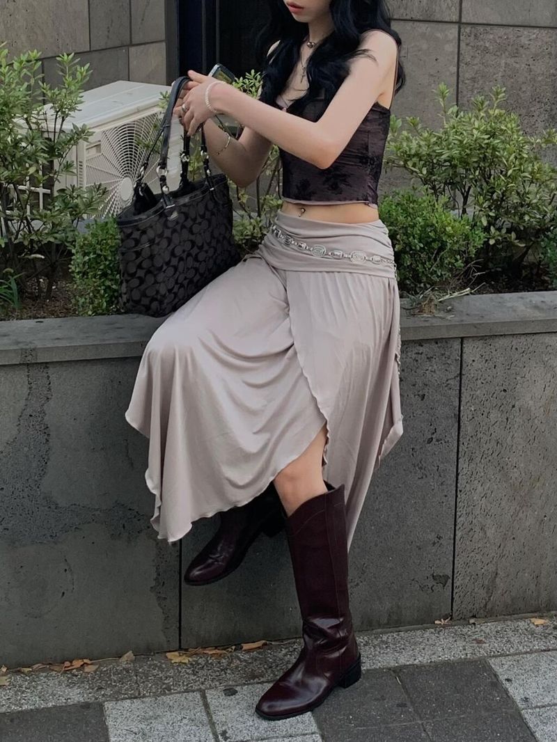 Bella Shirring Unbalance Skirt