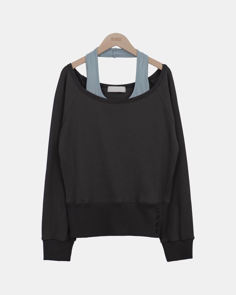 Mendi Waffle Layered Sweatshirt