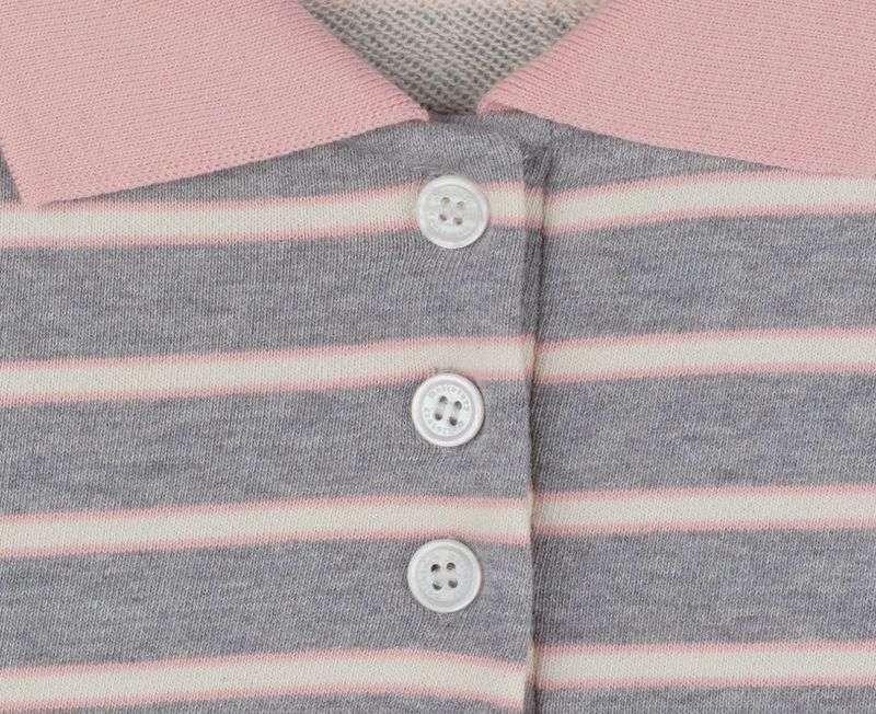 SOFT COLLAR STRIPE T-SHIRT (LIGHT GRAY)