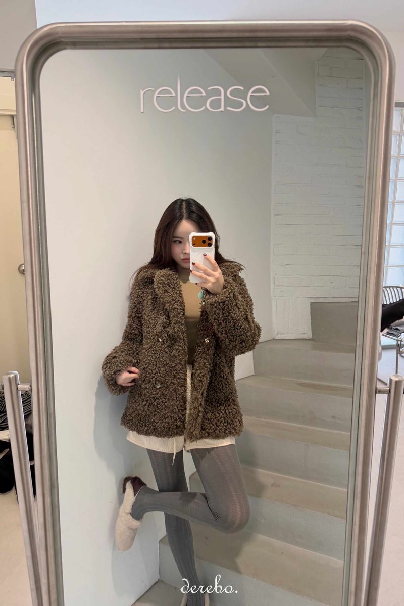Dark Brown Poodle Fur Jacket