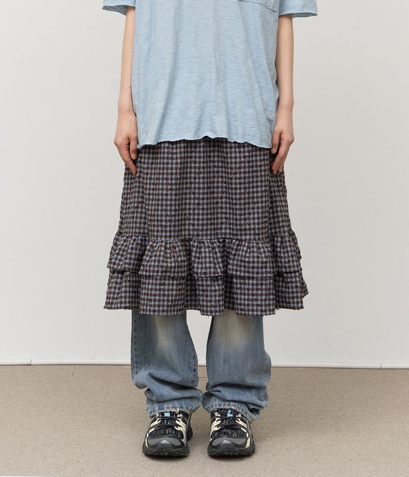 (W) Mus Checked Skirt