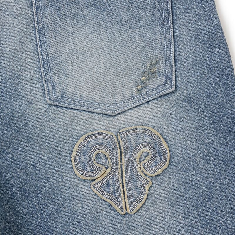 Fray patch denim Pants / Light blue