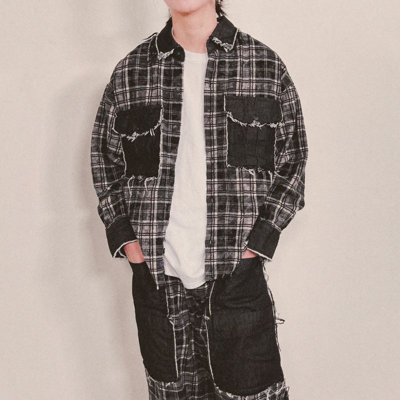 grunge burner check shirt_black