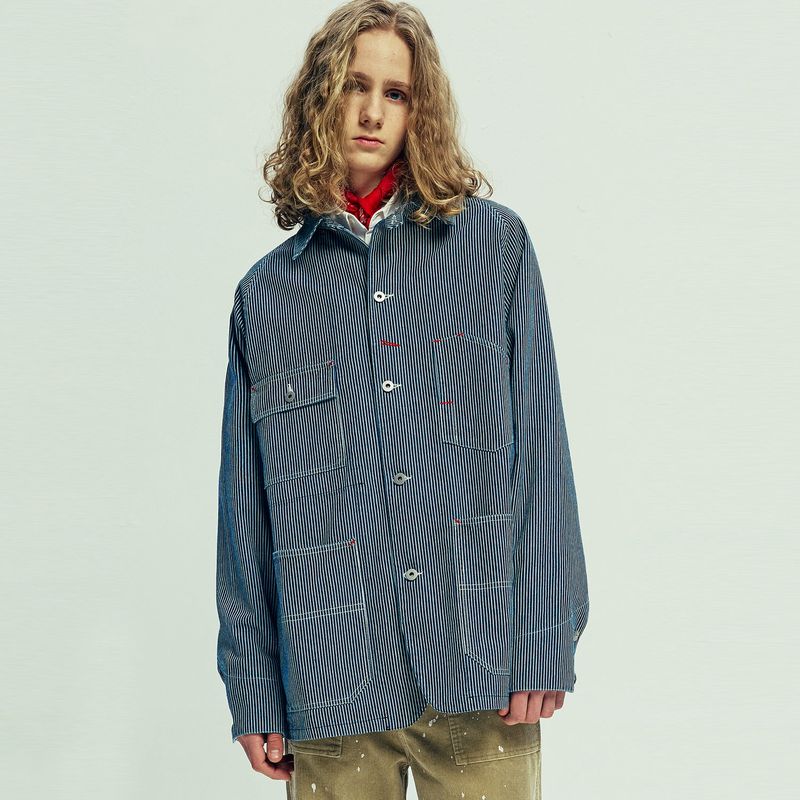 KND（ケイエンド）の「xau hickory chore jacket navy stripe（Jackets/Outerwear）」