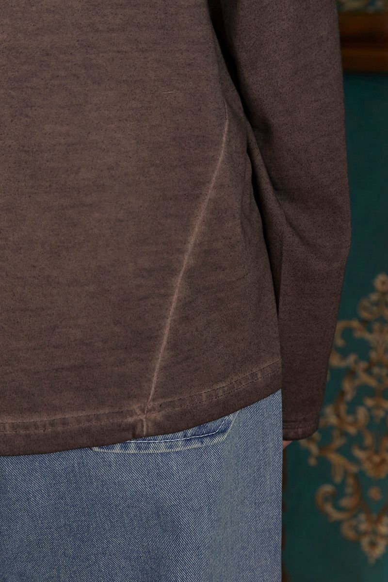 DYED ARGYLE LONG SLEEVE T SHIRT / BROWN