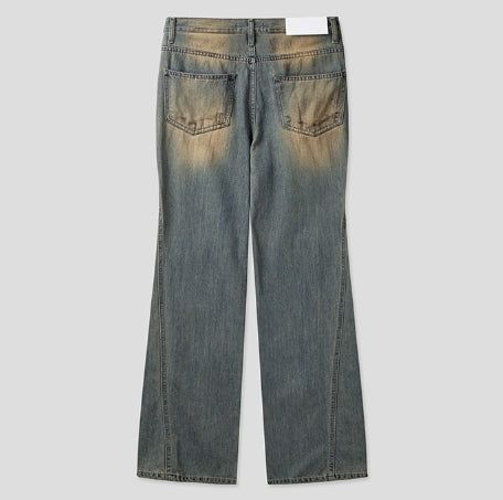 Summer Cool Oil Washed Flare Denim Pants