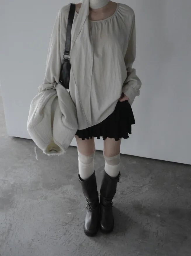Mue Shirring Scarf Blouse