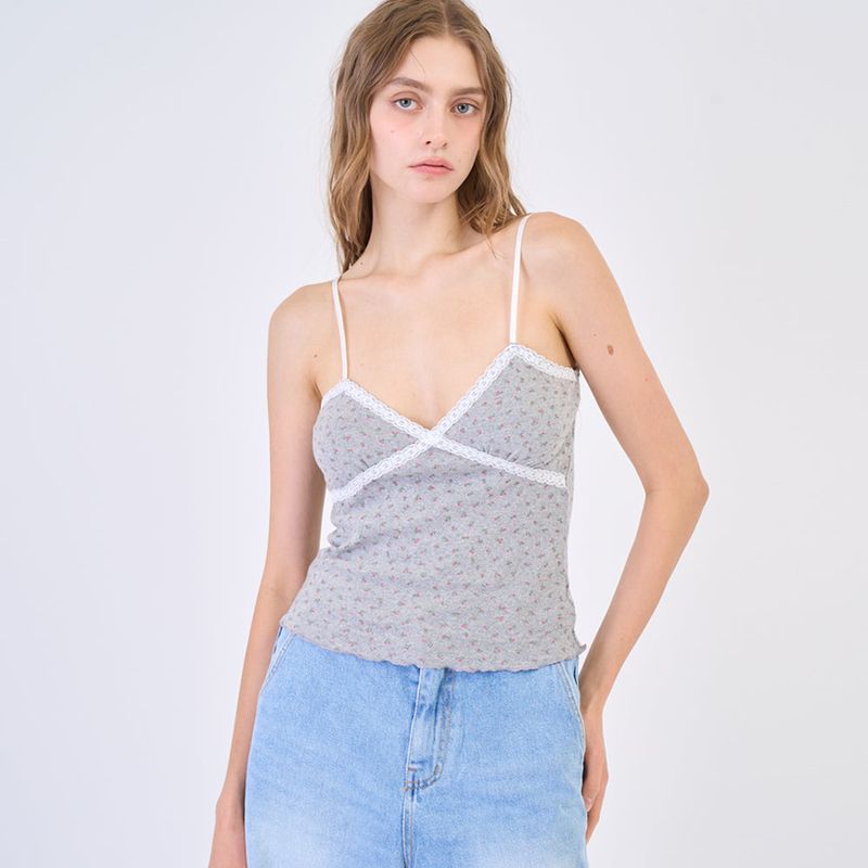 RAVEROUS（レイバロス）の「Flower Lace Sleeveless Melange Gray（Tops）」