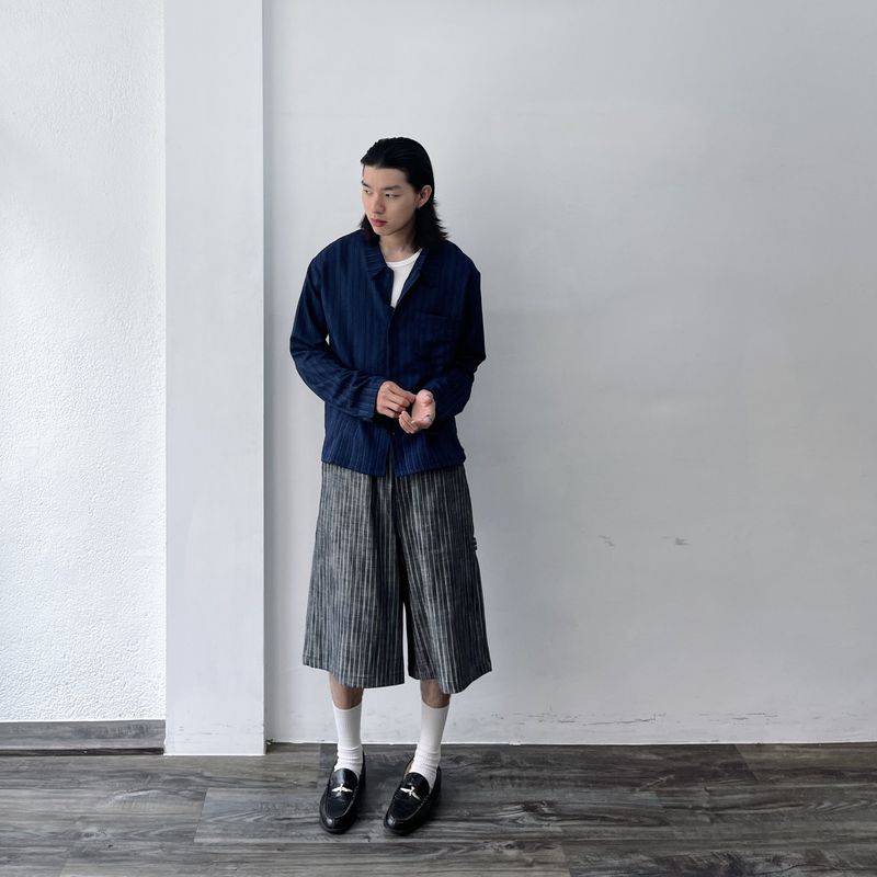 Crinkled Textured Long-Sleeve Shirt