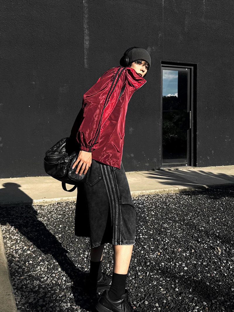 Lightweight High-Neck Side Track Wind Jacket 4color