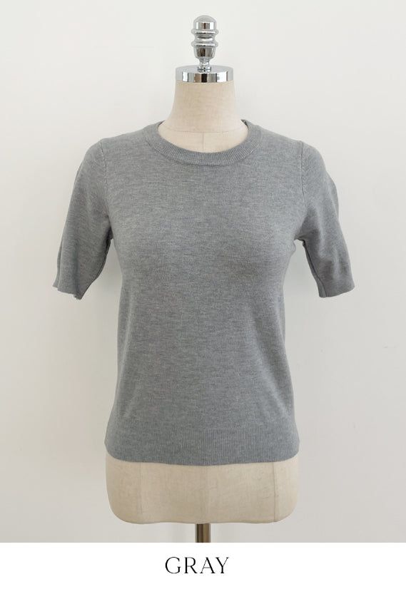 Today Round Basic Short Sleeve Knit