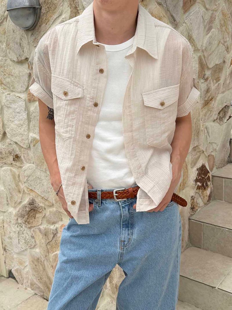 LAURANT（ロラン）の「Essential cooling roll up crop shirts(3color)（Tops）」