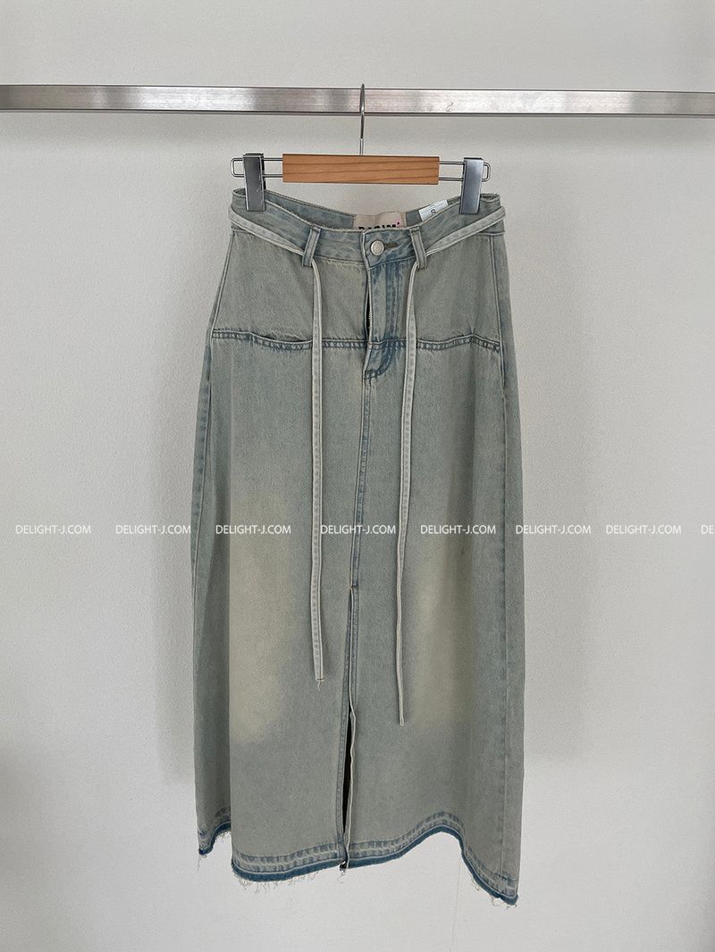 Strap belt Set Denim Long Skirt