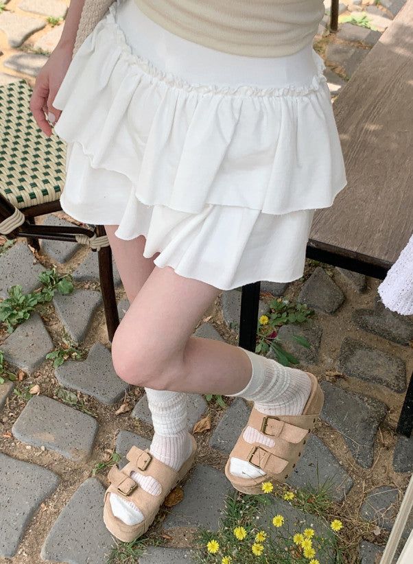 Pure Frill Mini Tiered Skirt Pants (3color)