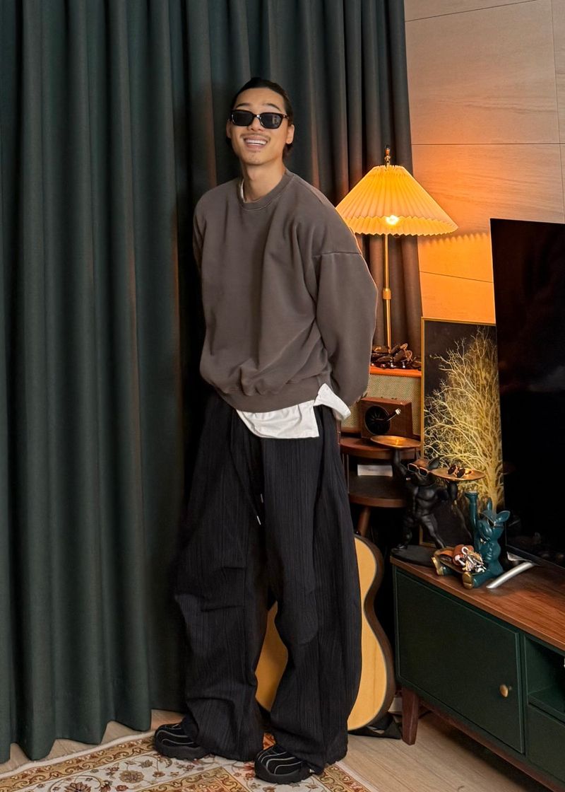 Denim Striped Balloon Pants 2COLOR
