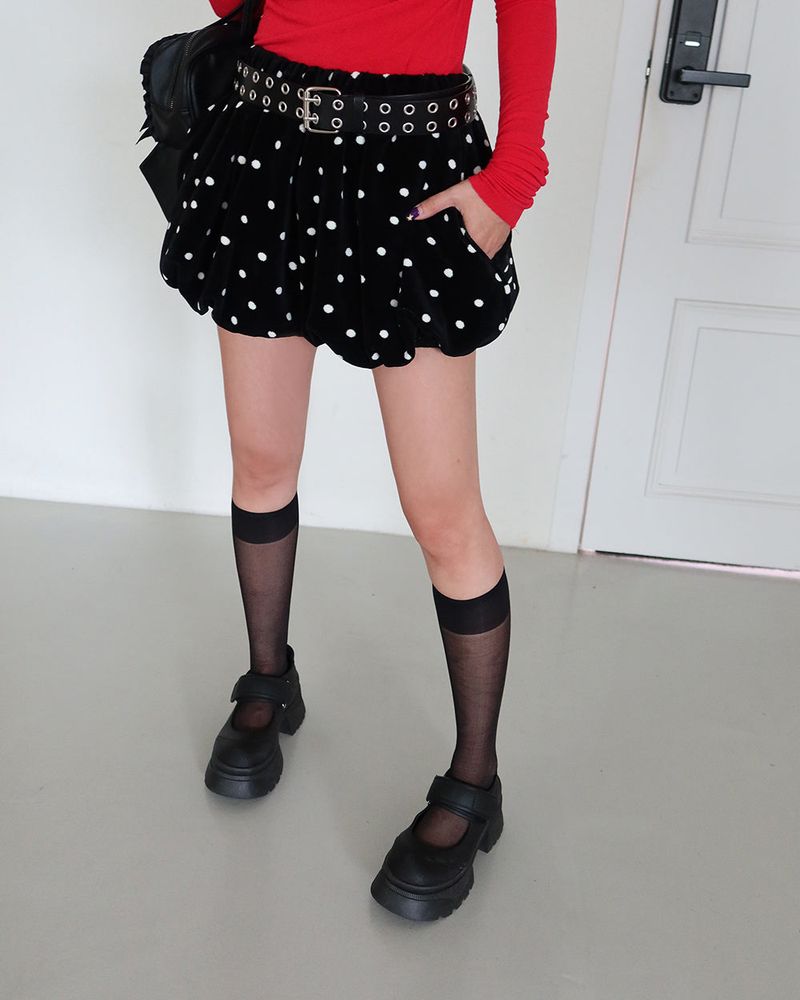 Dot Balloon Pumpkin Velvet Shorts