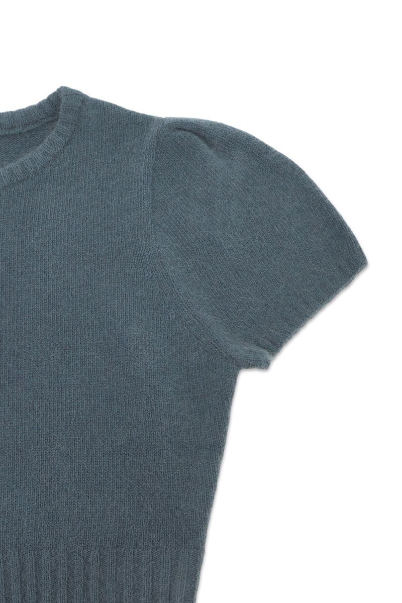 Puff raccoon half knit_dusty blue