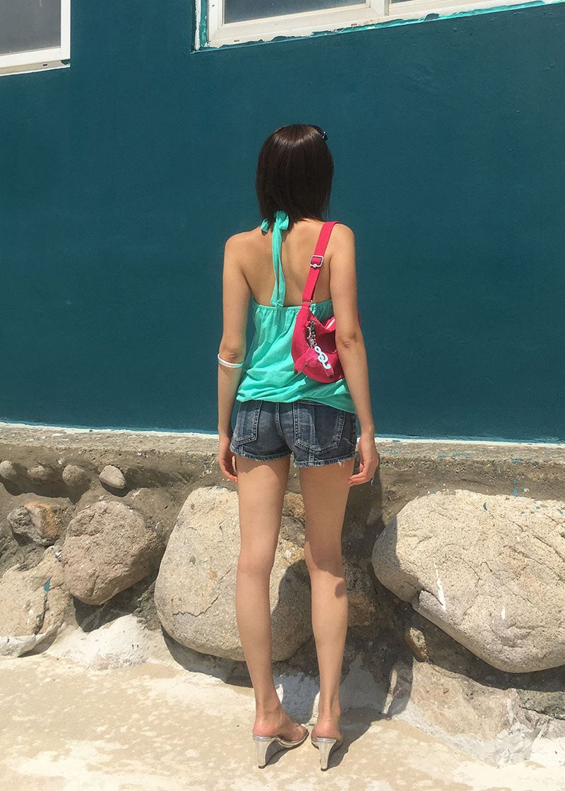 LINE MICRO DENIM SHORTS