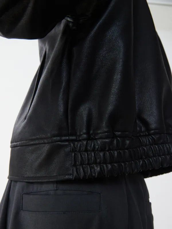JT2 Zipped Cropped Leather Jacket