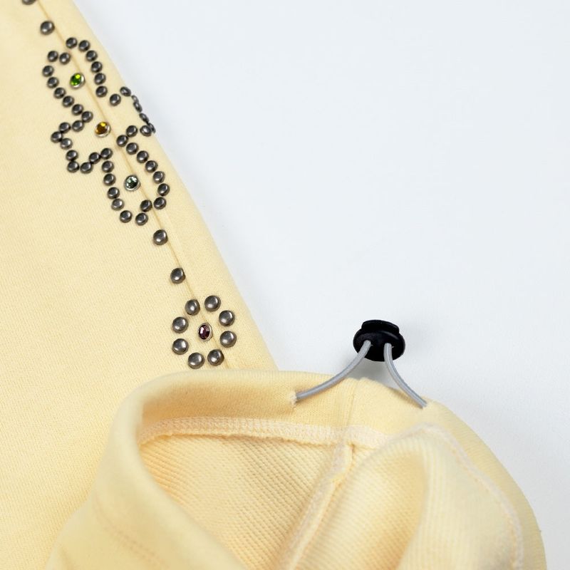 Rhinestone Sweat Pants_Lemon
